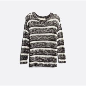 Black and White Striped Pullover Sweater